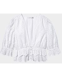 FRAME - The Solstice Eyelet Blouse - Lyst