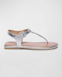 Bernardo - Metallic Leather Thong Ankle-strap Sandals - Lyst