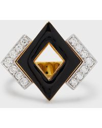 David Webb - 18k Gold & Platinum Double Diamond Ring, Size 6.5 - Lyst