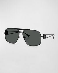 Versace - Double-Bridge Metal Aviator Sunglasses - Lyst