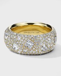 Ippolita 18k Yellow Gold Wide Band Ring W/ Pavé Diamonds - Gray
