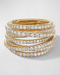 David Yurman - Pave Crossover Ring With Diamonds In 18k Gold, 16mm, Size 8 - Lyst