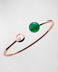 Chopard - Happy Diamonds Planet 18k Rose Gold Green Agate Bracelet, Size Medium - Lyst