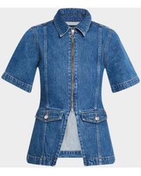 Veronica Beard - Sully Short-Sleeve Denim Jacket - Lyst