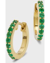 Jennifer Meyer - Small Emerald Huggie Earrings In 18k Gold - Lyst