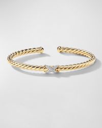 David Yurman - Cablespira X-station Bracelet With Diamonds In 18k Gold, 4mm - Lyst