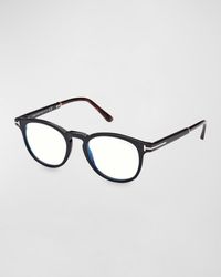 Tom Ford - Blue Blocking Two-tone Acetate Round Glasses - Lyst