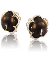 Pasquale Bruni - 18k Rose Gold Smoky Quartz Floral Stud Earrings With Diamonds - Lyst