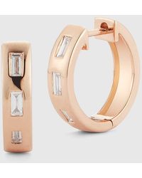 WALTERS FAITH - Ottoline Rose Gold Huggie Earrings With Gypsy-set Baguette Diamonds - Lyst