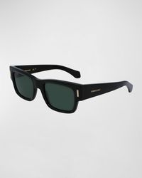 Ferragamo - Rivets Acetate Rectangle Sunglasses, 53Mm - Lyst