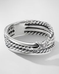 David Yurman - X Crossover Ring With Diamonds In Silver, 6mm - Lyst