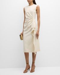 Mantu - Sleeveless Pleated Cotton-Linen Midi Dress - Lyst