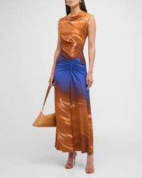 Jonathan Simkhai - Acacia Marble-Print Sleeveless Midi Dress - Lyst
