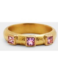 Elizabeth Locke - 19k Square Faceted Pink Sapphire Stack Ring, Size 6.5 - Lyst