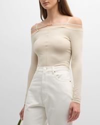 Jacquemus - Sierra Strappy Off-The-Shoulder Long-Sleeve T-Shirt - Lyst