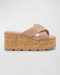 Ferragamo - Engracia Leather Cork Slide Sandals - Lyst