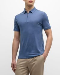 Isaia - Wool Quarter-Zip Polo Shirt - Lyst