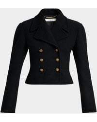 Chloé - Double-Breasted Wool Bouclette Crop Jacket - Lyst