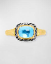 Konstantino - 18k Black Diamond Swiss Blue Topaz Ring - Lyst