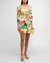 Cara Cara - Belinda Puff-sleeve Stretch Cotton Sateen Mini Dress - Lyst