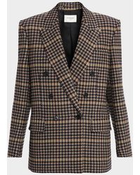 Saint Laurent - Houndstooth Check Double-Breasted Jacket - Lyst