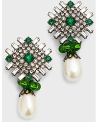Kenneth Jay Lane - Crystal Top With Pearly Drop Clip Earrings - Lyst