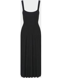 STAUD - Ellison Sunburst Pleated Sleeveless Midi Dress - Lyst
