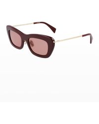 Lanvin - Babe Rectangle Twisted Metal/Acetate Sunglasses - Lyst