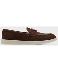 Prada - Suede Slip-on Casual Loafers - Lyst