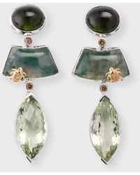Stephen Dweck - Tourmaline, Moss Quartz And Amethyst Earrings With Diamonds - Lyst