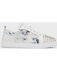 Christian Louboutin - Louis Junior Spike-Toe Leather Low-Top Sneakers - Lyst