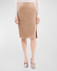 Theory - High-Waist Side Slit Sleek Flannel Skirt - Lyst