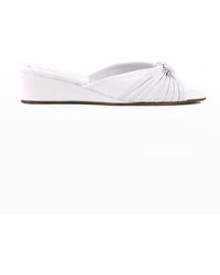 Jacques Levine - Metallic Leather Open-toe Slippers - Lyst