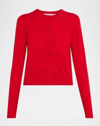 Jason Wu - Long-Sleeve Merino Wool Crewneck Cardigan - Lyst
