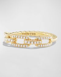 David Yurman - Stax Single-row Pave Chain Link Ring With Diamonds In 18k Gold, Size 6 - Lyst