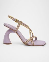Dries Van Noten - Strappy Curved-Heel Leather Sandals - Lyst