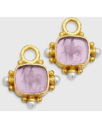 Elizabeth Locke - 19k Square "god With Horse" And Pearl Earring Pendants - Lyst