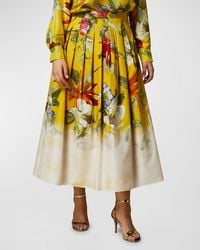 Marina Rinaldi - Plus Size Abaco Floral Pleated Midi Skirt - Lyst