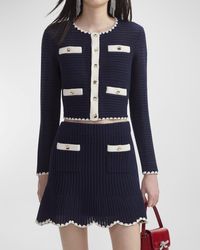 Self-Portrait - Flared Crochet Contrast Trim Mini Skirt - Lyst