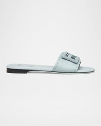 Fendi - Baguette Ff Leather Buckle Flat Slide Sandals - Lyst