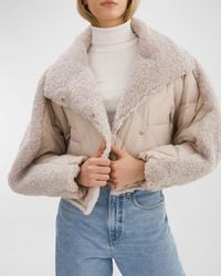 Lamarque - Sharon Quilted Nylon And Faux Fur Down Puffer Jacket - Lyst