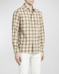 Tom Ford - Gradient Check Western Button-Down Shirt - Lyst