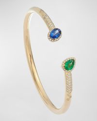 Krisonia - 18k Yellow Gold Cuff Bracelet With Sapphires And Diamonds - Lyst