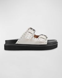 Marc Fisher - Agusta Micro Stud Leather Dual-Buckle Sandals - Lyst