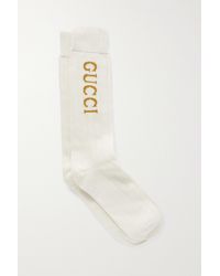 Gucci Socken Aus Geripptem Logo-jacquard - Weiß