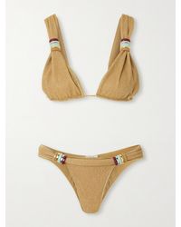 Oséree - Lumière Embellished Metallic Triangle Bikini - Lyst
