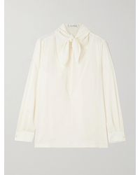Max Mara - Tie-Detailed Silk Crepe De Chine Blouse - Lyst