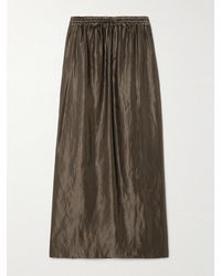 Loulou de Saison - Liam Linen And Silk-Blend Satin Drawstring Skirt - Lyst
