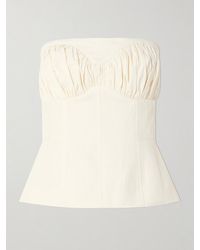 TOVE - Haut Bustier À Basque En Serge De Lin Mélangé À Fronces Ruby - Lyst