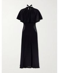 Lanvin - Cape-Effect Open-Knit And Jersey Midi Dress - Lyst
